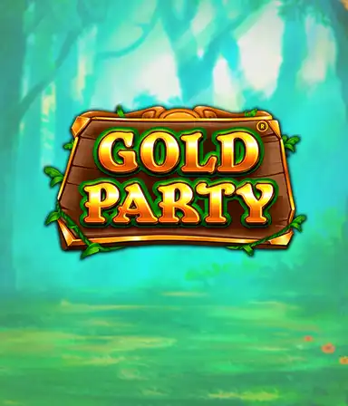 Скриншот слота Gold Party от Pragmatic Play, показывающий яркий и веселый мир ирландской тематики с денежными символами, лепреконами и радугой. В центре кадра виден игровой экран с 5 барабанами и 3 рядами, окруженный зелеными полями и золотыми горшками, создающими атмосферу праздника и волшебства.